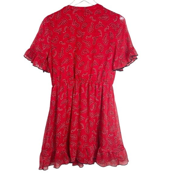 TOMMYJEANS HILFIGER Red Bandana Sheer Lightweight Short Sleeve Dress Size Small - Picture 9 of 13